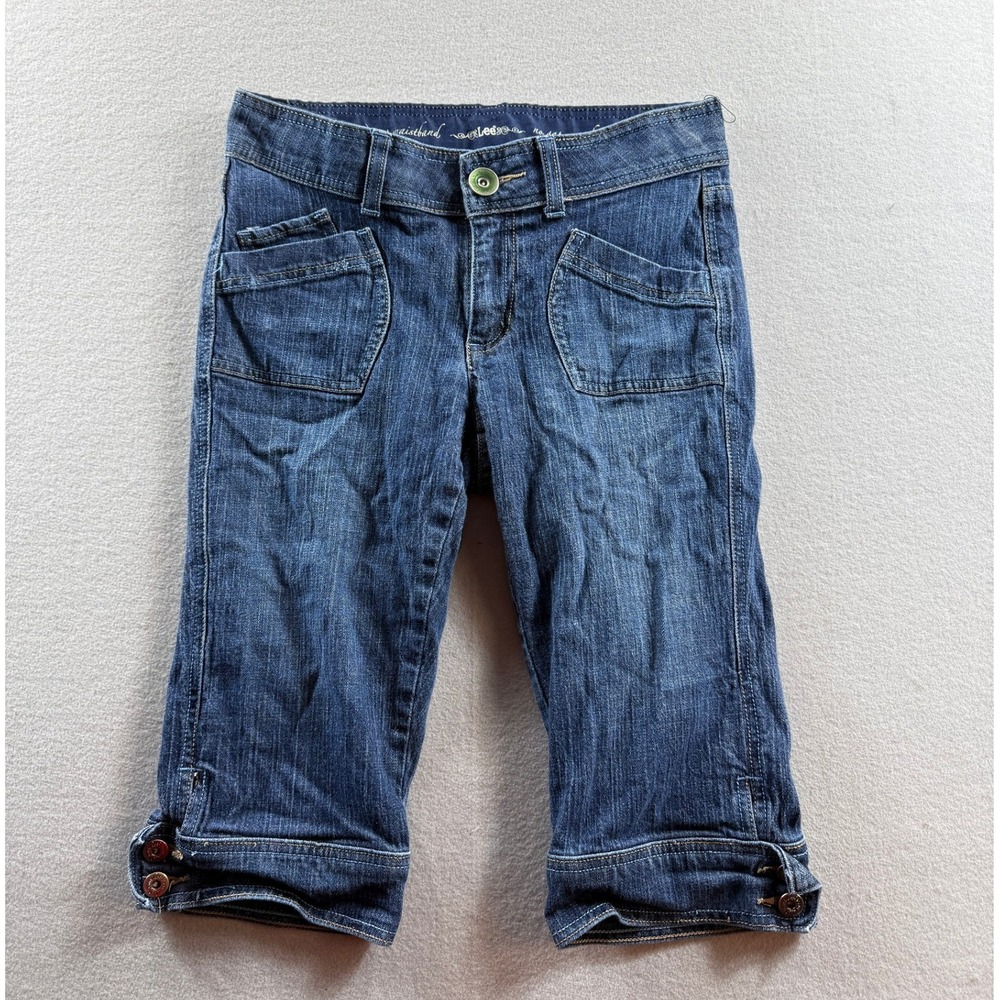 Lee Capri Jeans Women 6M Blue No Gap Waistband Denim Crop 30x16